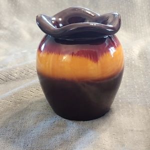 Vintage Teleflora Vase Ombre Brown Maroon Orange Multicolored 6” high Cottage